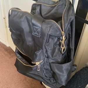 Black nylon backpack